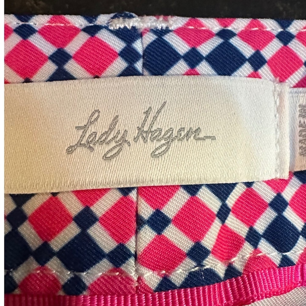 Lady Hagen Women Pink Navy Blue Geometric Checkered Golf Shorts Size 12